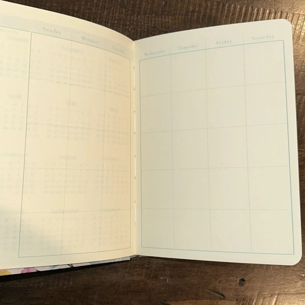 Small size Floral Planner with Pink and Blue Accents